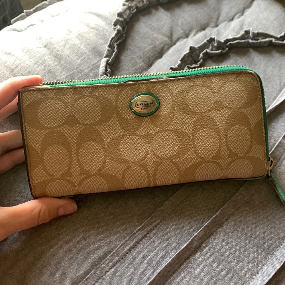 Coach Wallet with Teal Interior